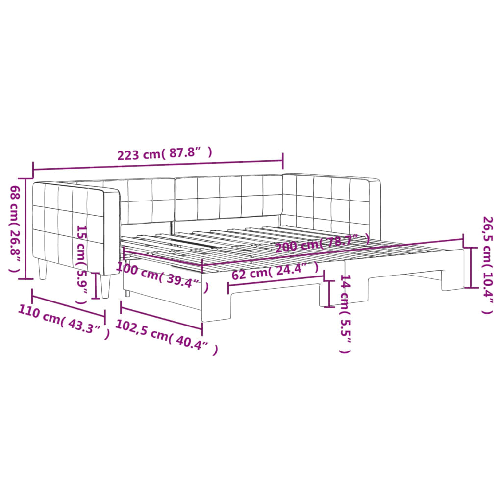 Divano Letto con Letto Estraibile Nero 100x200 cm in Velluto | homemem39