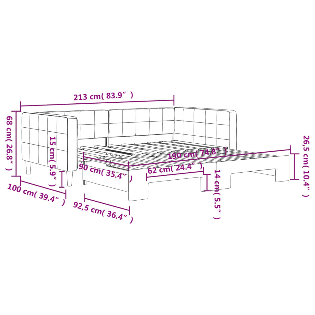 Divano Letto con Letto Estraibile Grigio Scuro 90x190cm Velluto | homemem39