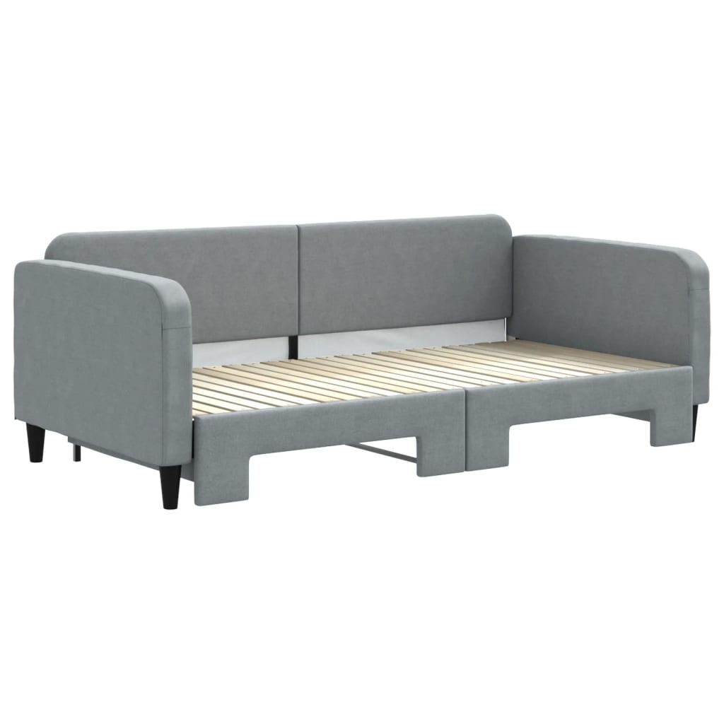 Divano Letto con Letto Estraibile Grigio Chiaro 100x200 Tessuto