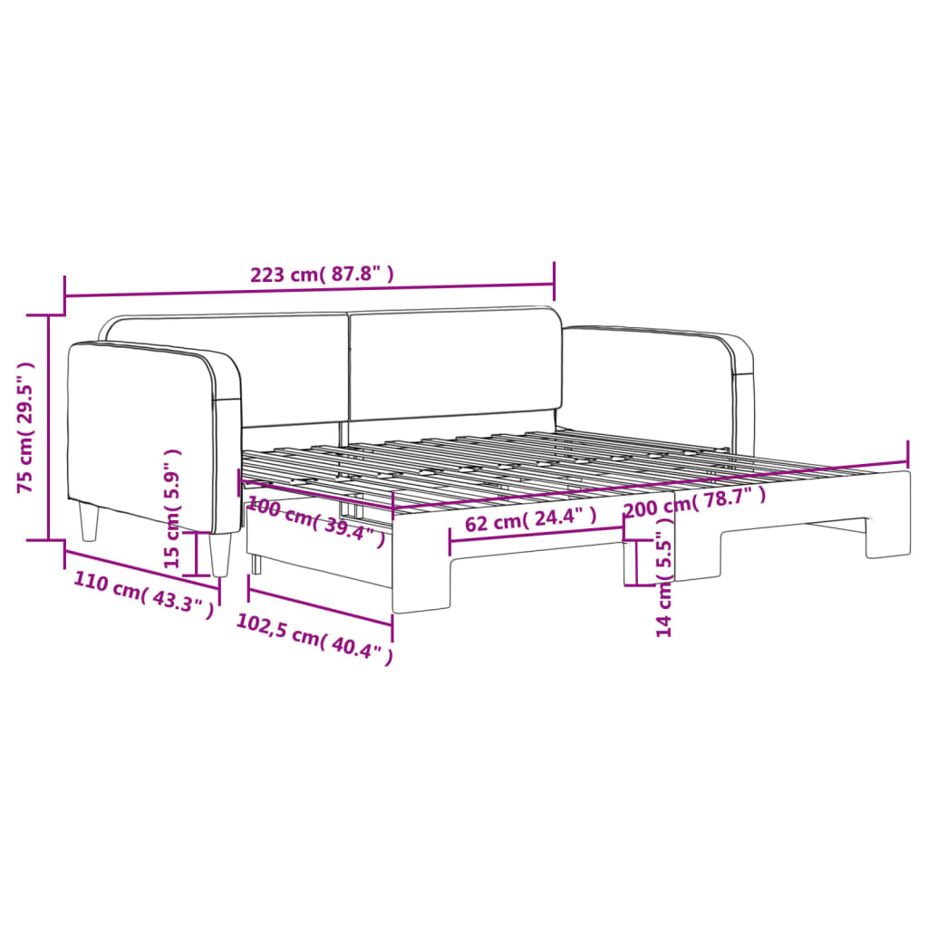 Divano Letto con Letto Estraibile Tortora 100x200 cm in Tessuto | homemem39