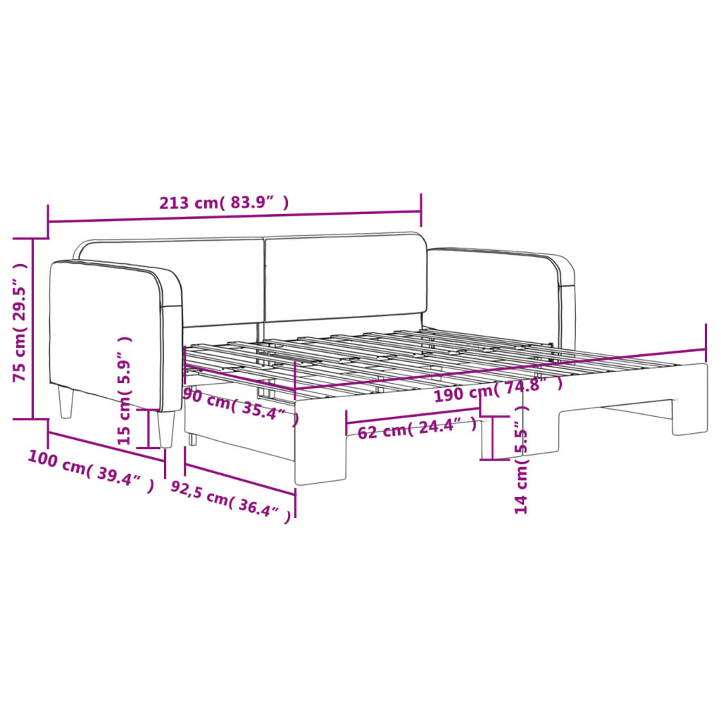 Divano Letto con Letto Estraibile Grigio Scuro 90x190cm Tessuto | homemem39