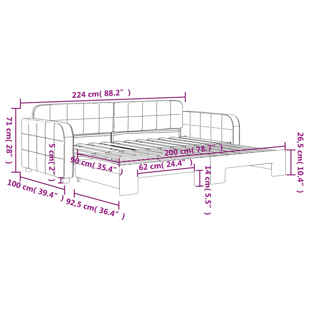 Divano Letto con Letto Estraibile Grigio Scuro 90x200cm Velluto | homemem39