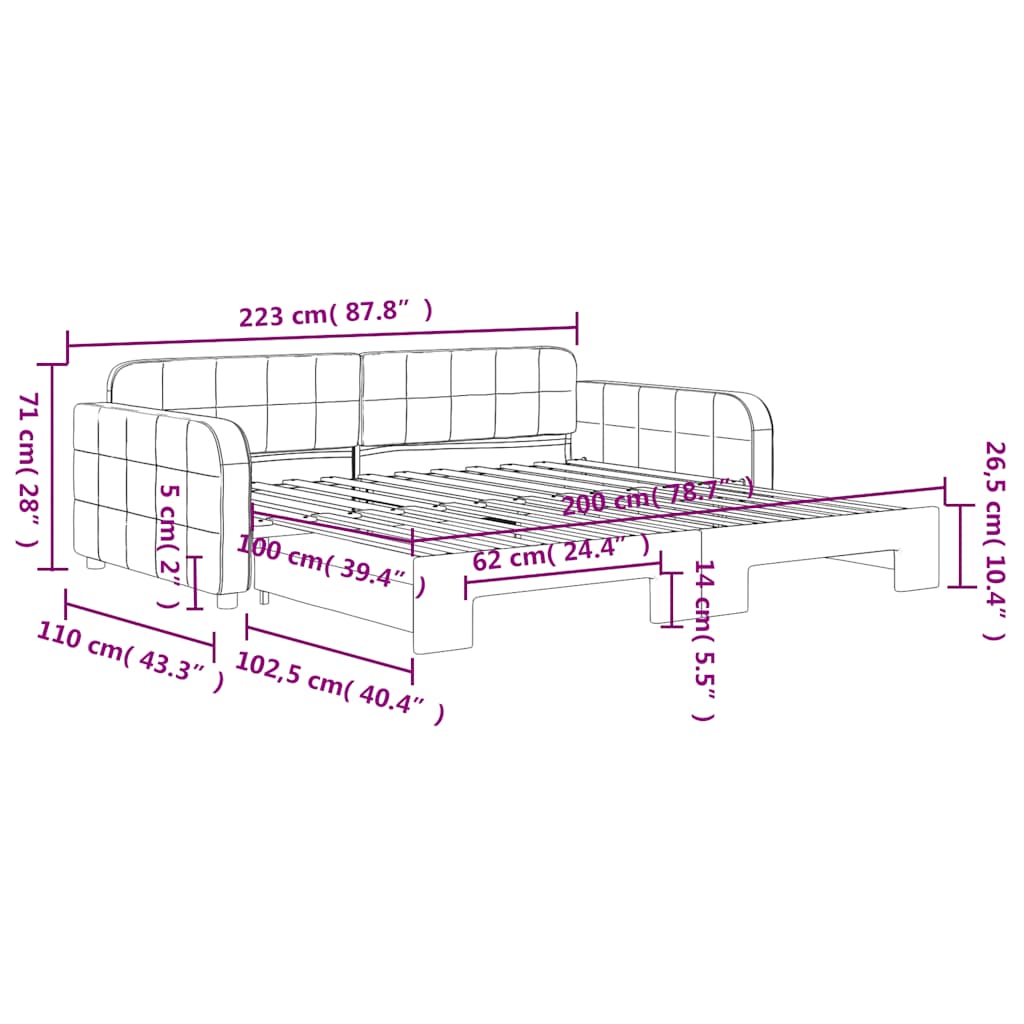 Divano Letto con Letto Estraibile Blu 100x200 cm in Velluto | homemem39