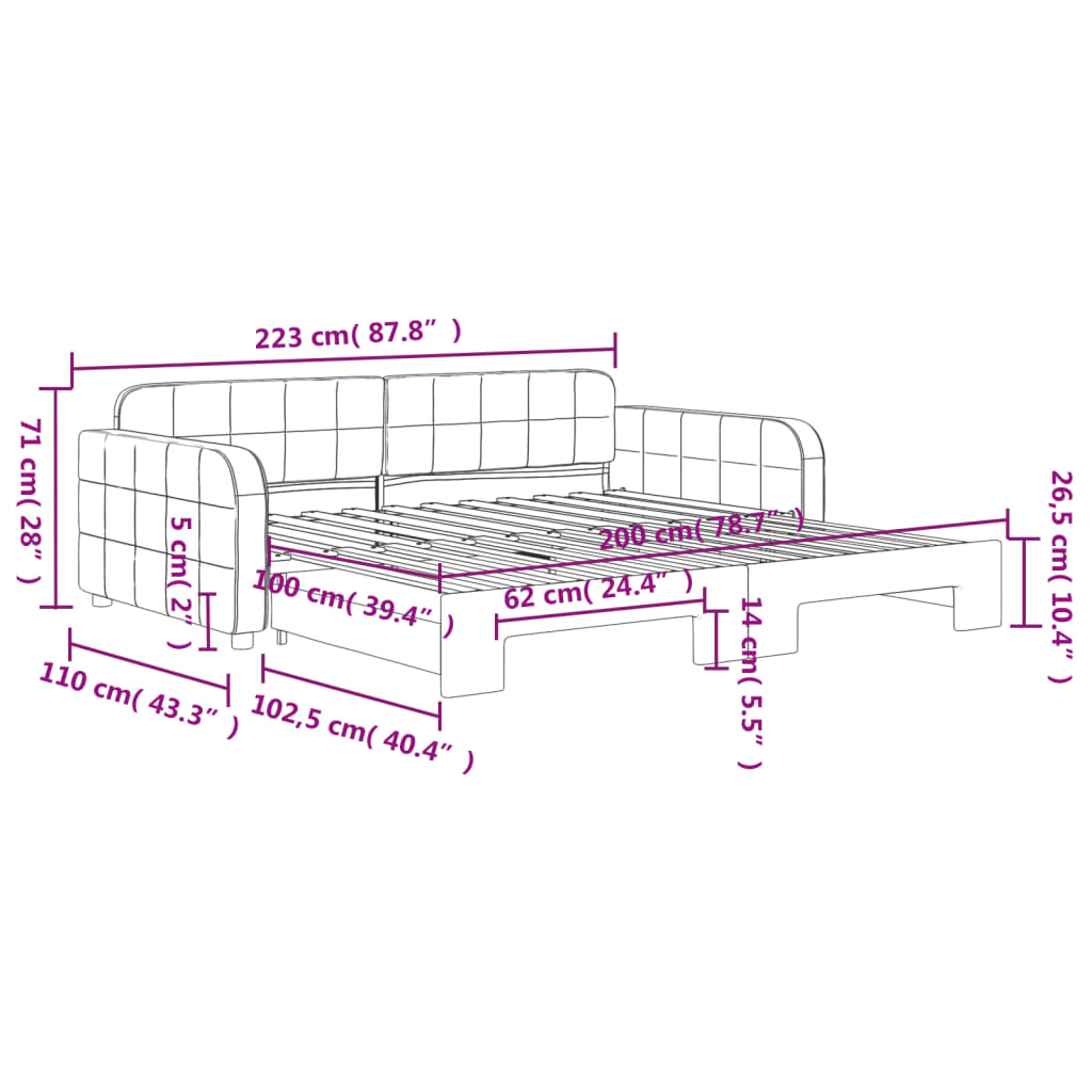 Divano Letto con Letto Estraibile Grigio Scuro 100x200 Velluto | homemem39