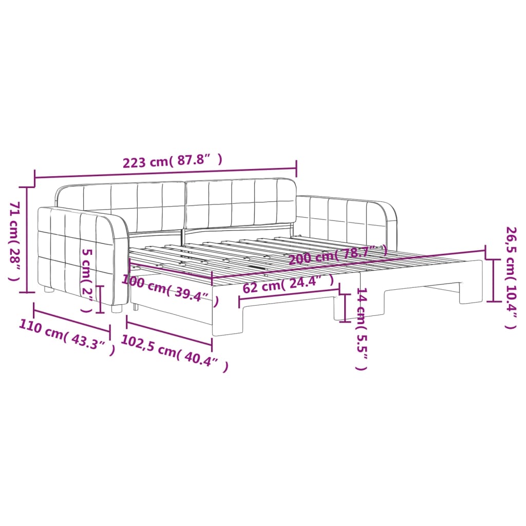 Divano Letto con Letto Estraibile Nero 100x200 cm in Velluto | homemem39