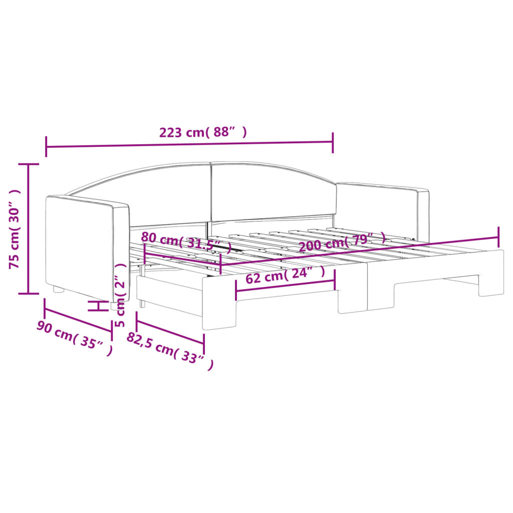 Divano Letto con Letto Estraibile Crema 80x200 cm Tessuto | homemem39