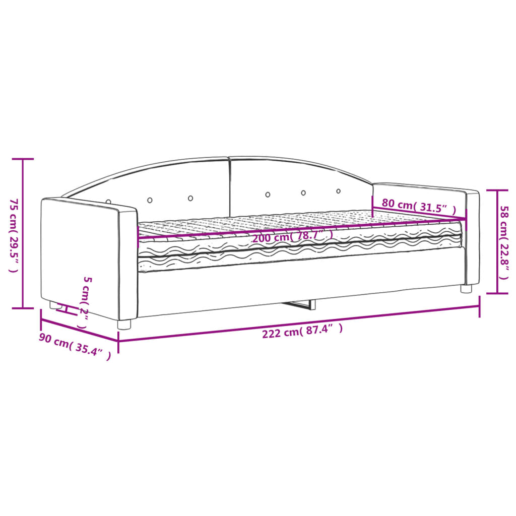 Divano Letto con Materasso Grigio Chiaro 80x200 cm in Velluto | homemem39