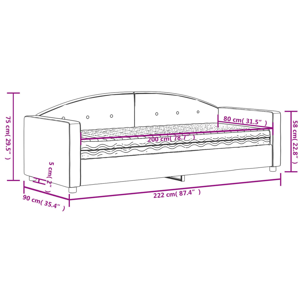 Divano Letto con Materasso Giallo 80x200 cm in Velluto | homemem39
