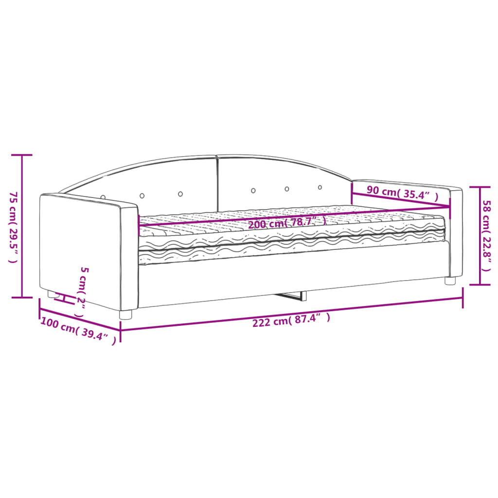 Divano Letto con Materasso Grigio Chiaro 90x200 cm in Velluto | homemem39