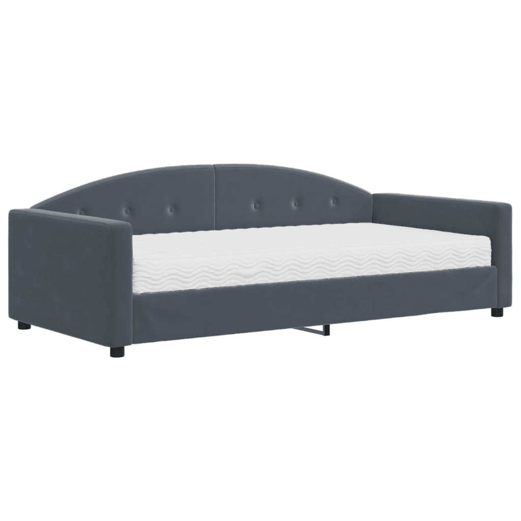 Divano Letto con Materasso Grigio Scuro 100x200 cm in Velluto
