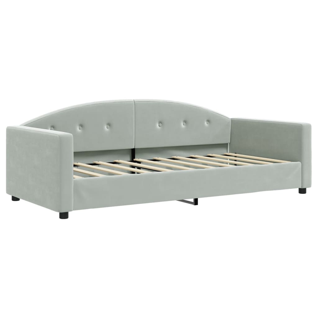 Divano Letto con Materasso Grigio Chiaro 90x190 cm in Velluto