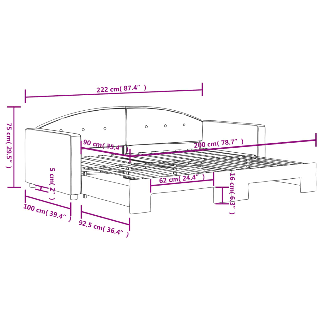 Divano Letto con Letto Estraibile Nero 90x200 cm in Velluto | homemem39