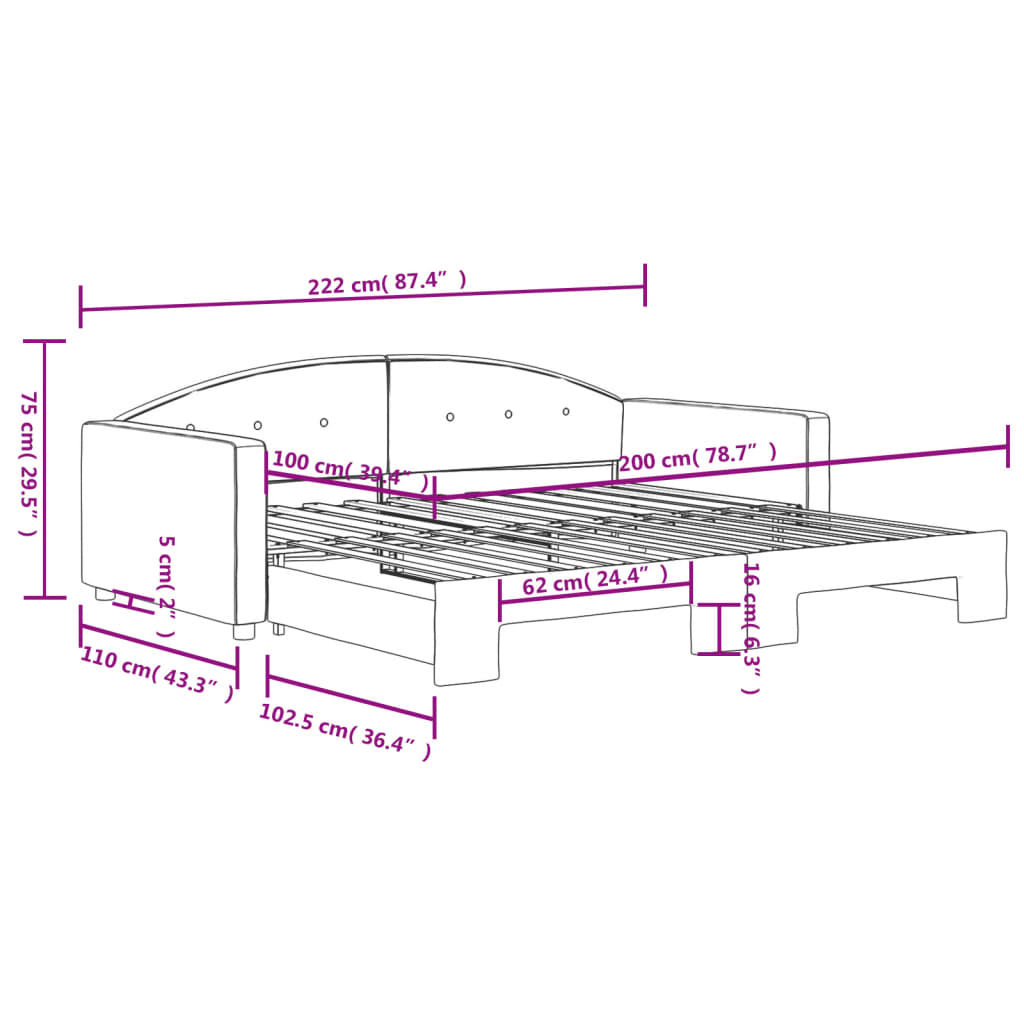 Divano Letto con Letto Estraibile Nero 100x200 cm in Velluto | homemem39