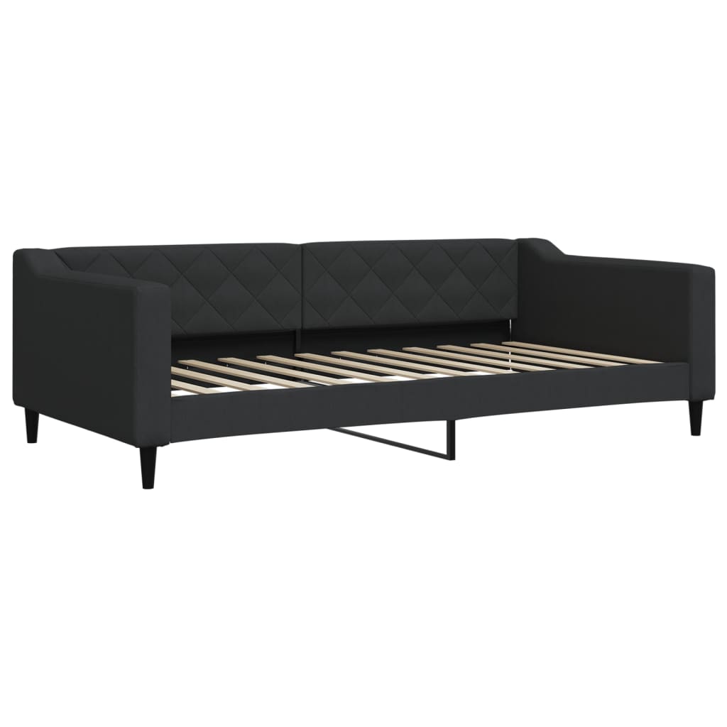 Divano Letto con Materasso Nero 100x200 cm in Tessuto