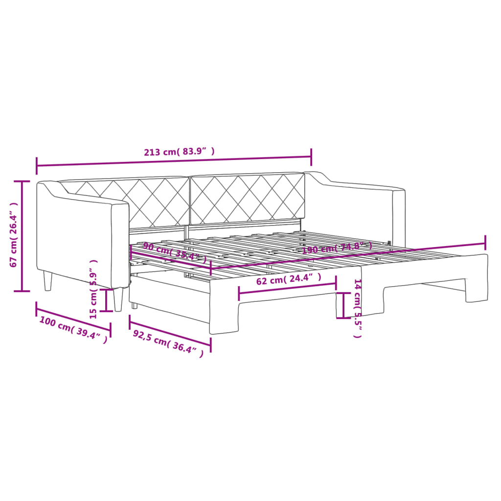 Divano Letto con Letto Estraibile Grigio Scuro 90x190cm Tessuto | homemem39