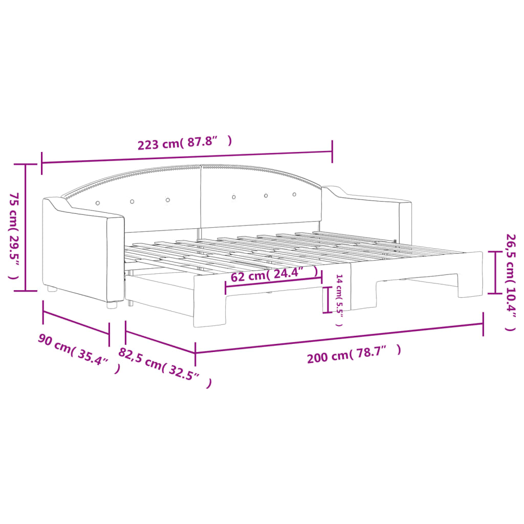 Divano Letto con Letto Estraibile Crema 80x200 cm Tessuto | homemem39