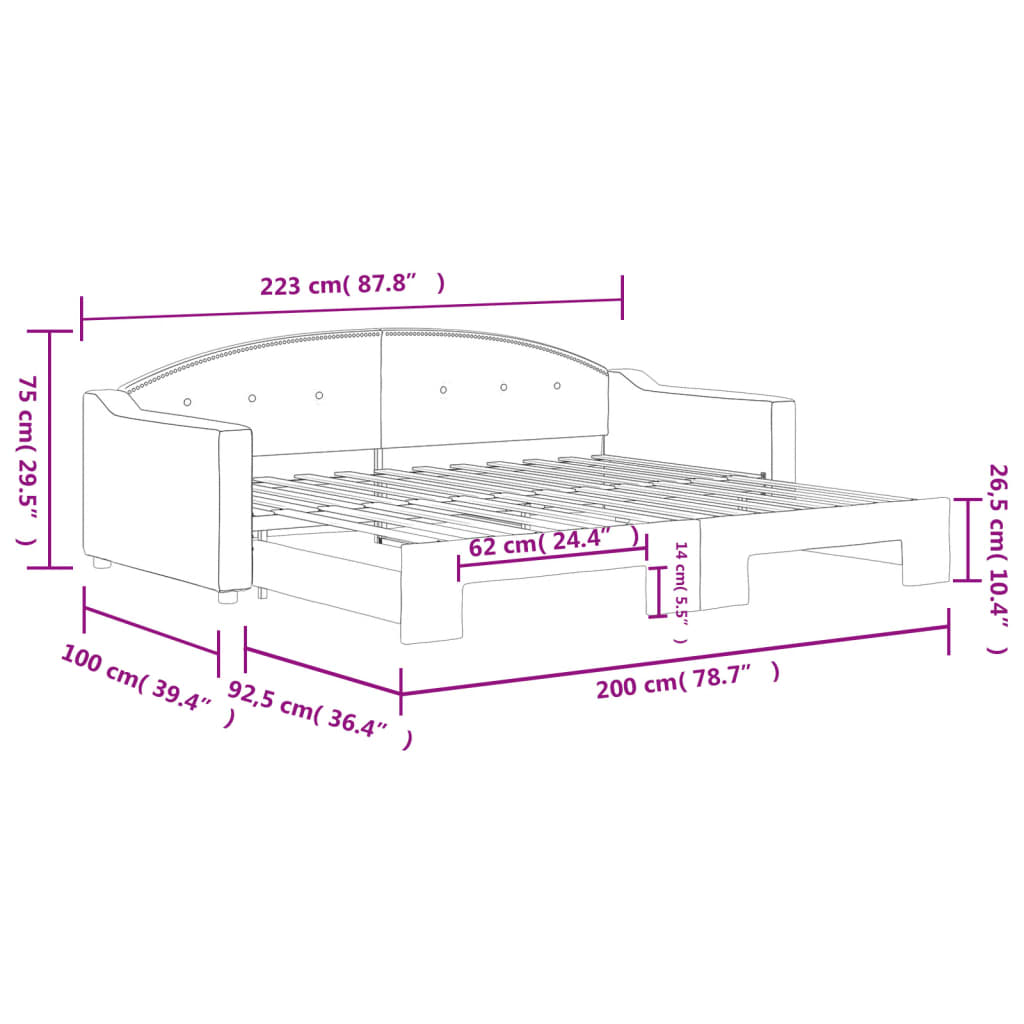 Divano Letto con Letto Estraibile Grigio Scuro 90x200cm Tessuto | homemem39