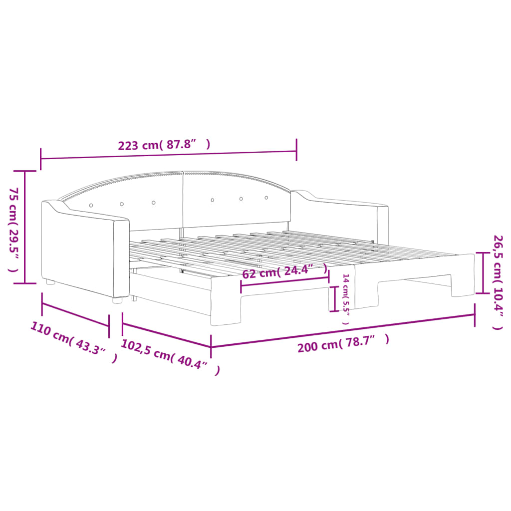 Divano Letto con Letto Estraibile Grigio Chiaro 100x200 Tessuto | homemem39