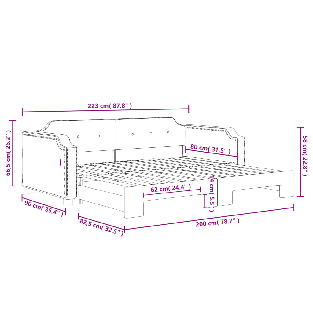 Divano Letto con Letto Estraibile Nero 80x200 Tessuto | homemem39