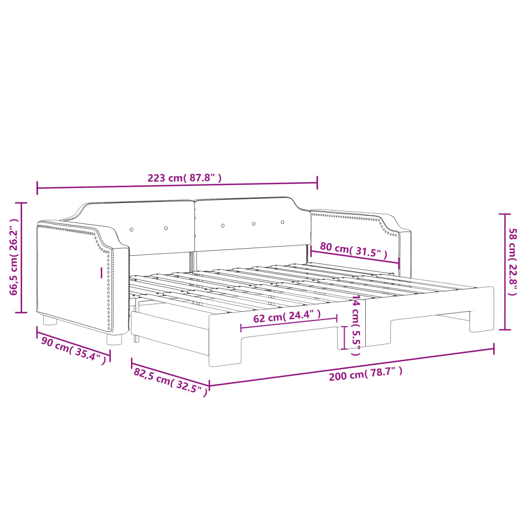 Divano Letto con Letto Estraibile Tortora 80x200 cm Tessuto | homemem39