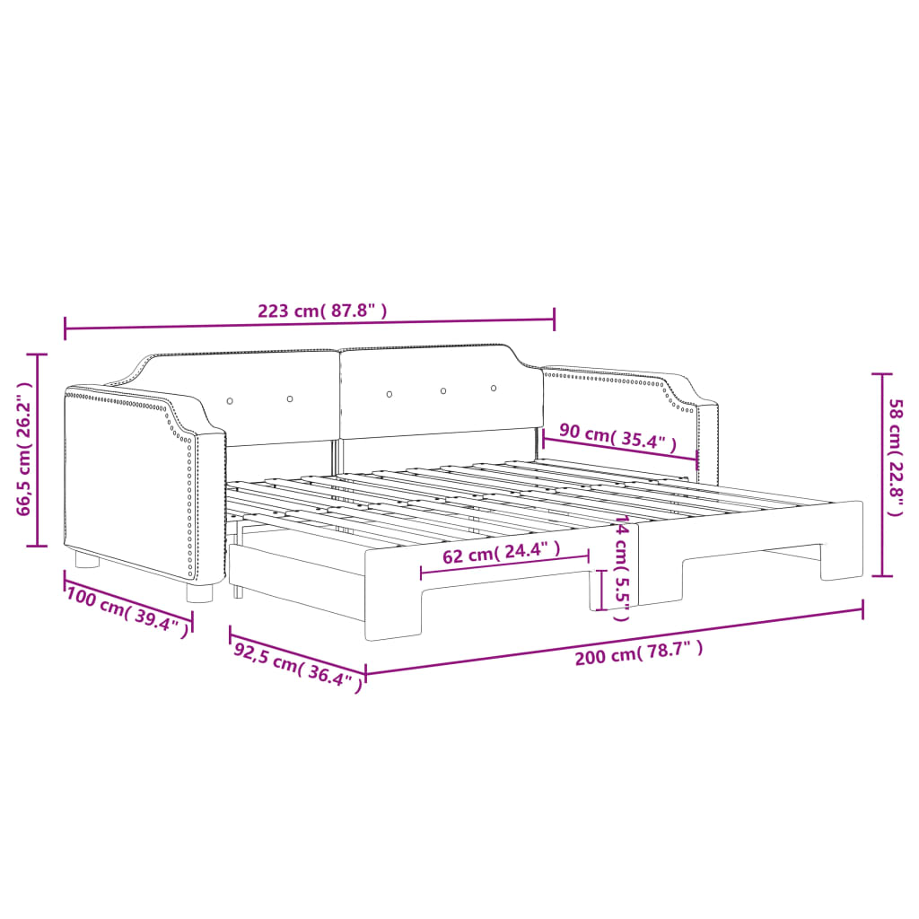 Divano Letto con Letto Estraibile Grigio Scuro 90x200cm Tessuto | homemem39