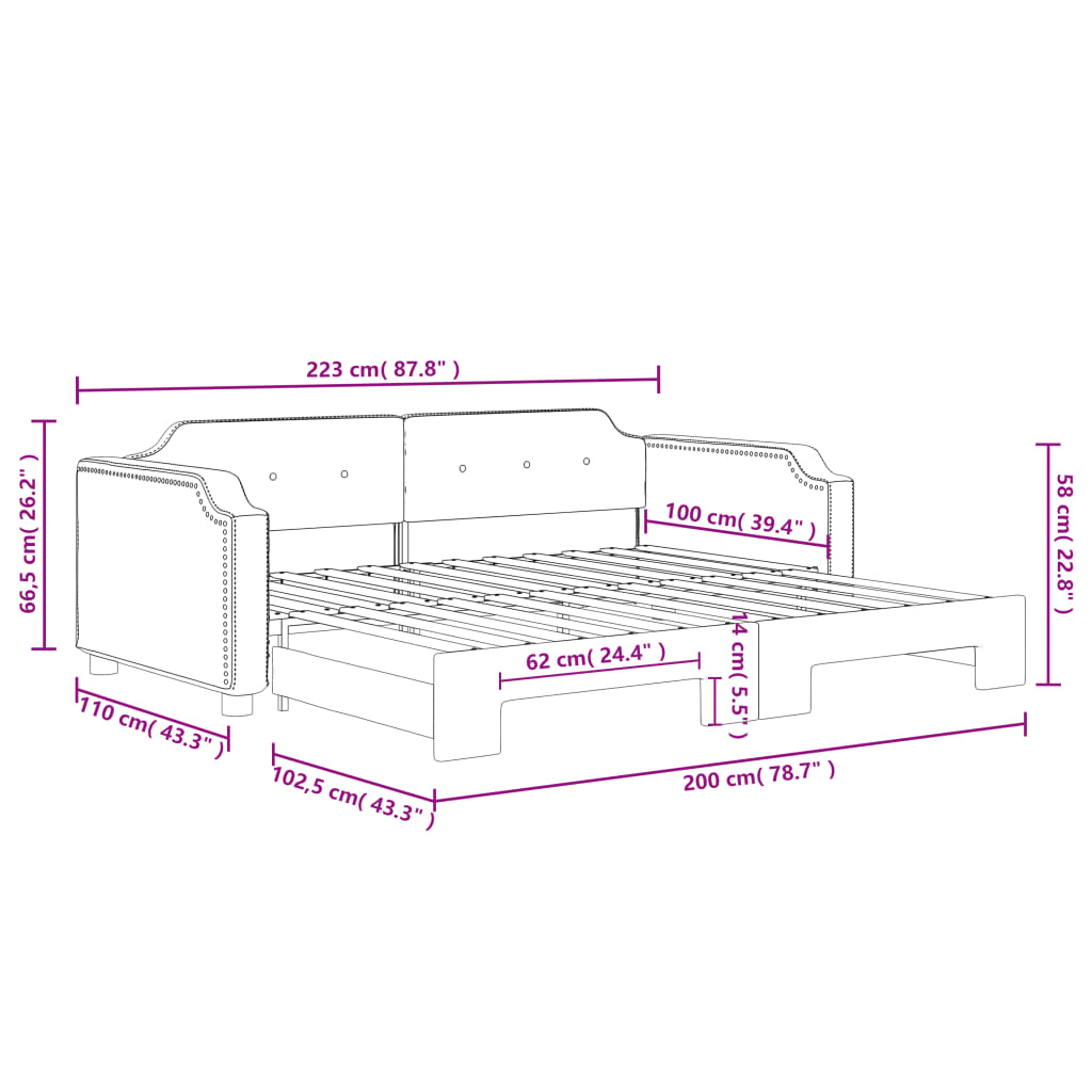 Divano Letto con Letto Estraibile Nero 100x200 cm in Tessuto | homemem39