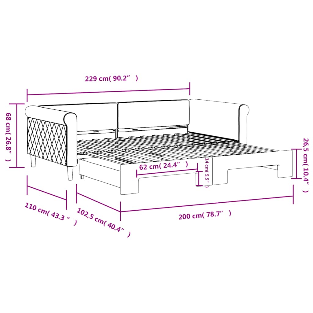 Divano Letto con Letto Estraibile Verde Scuro 100x200cm Velluto | homemem39
