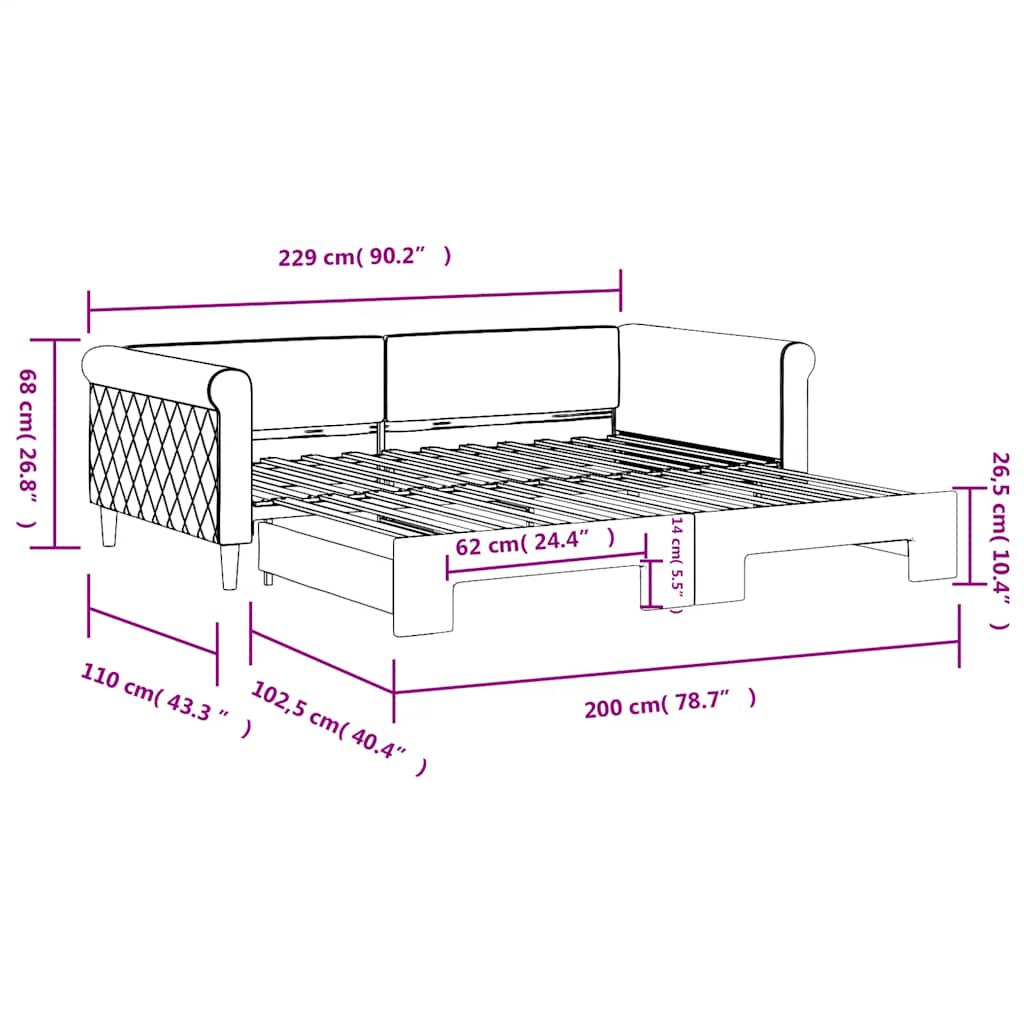 Divano Letto con Letto Estraibile Giallo 100x200 cm in Velluto | homemem39