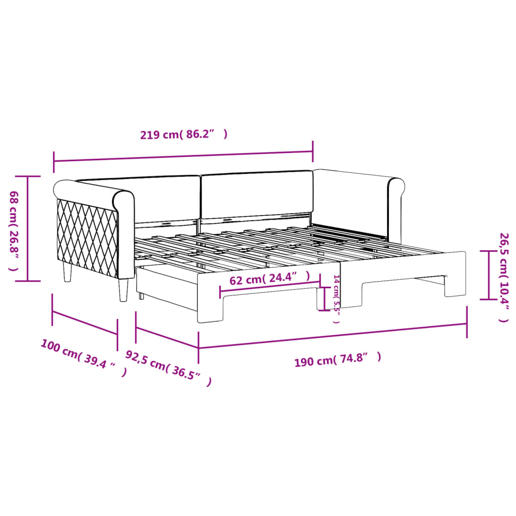 Divano Letto con Letto Estraibile Grigio Chiaro 90x190 Velluto | homemem39