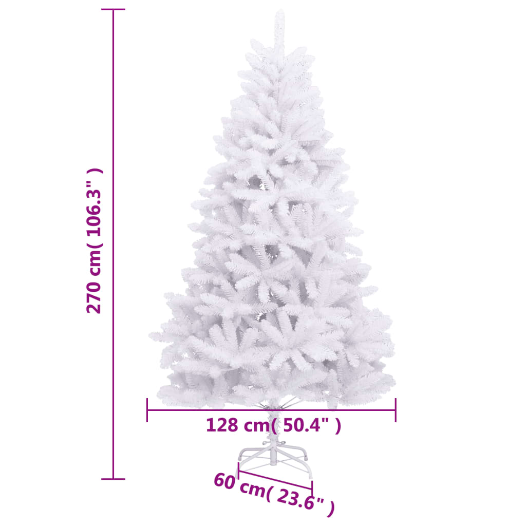 Albero di Natale Artificiale Incernierato con Base Bianco 270cm