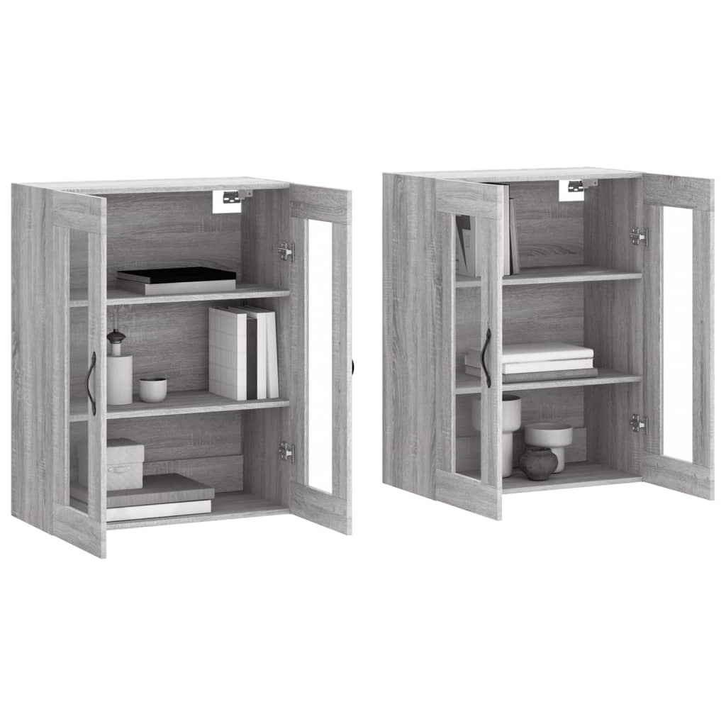 Armadietti a Parete 2 pz Grigio Sonoma in Legno Multistrato