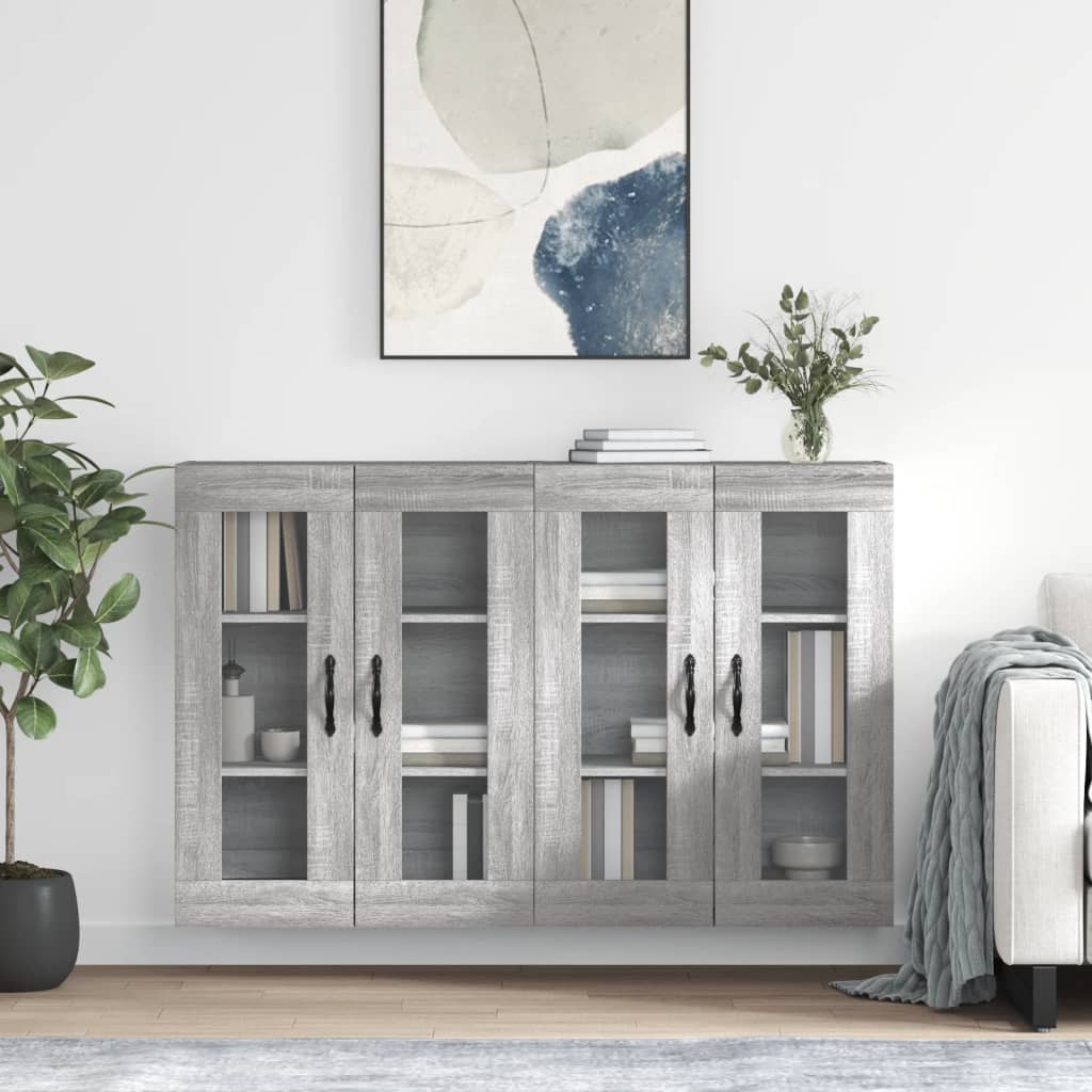Armadietti a Parete 2 pz Grigio Sonoma in Legno Multistrato