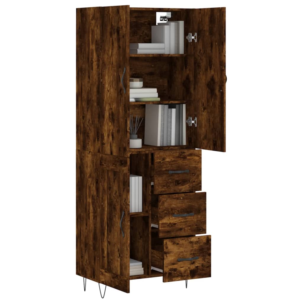 Credenza Rovere Fumo 69,5x34x180 cm in Legno Multistrato