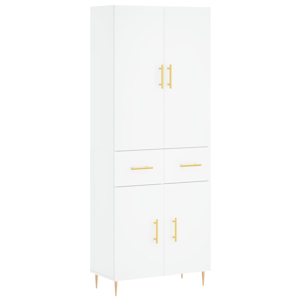 Credenza Bianca 69,5x34x180 cm in Legno Multistrato