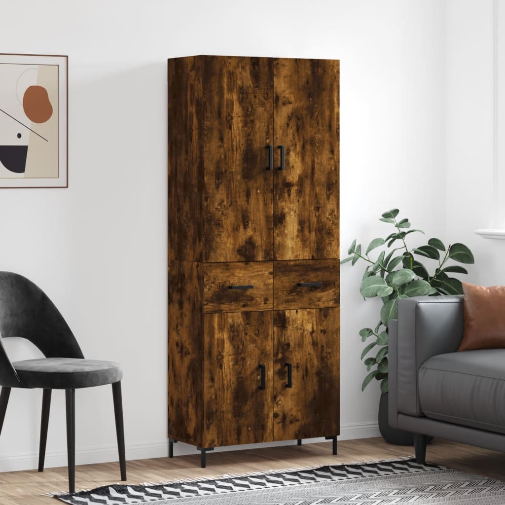 Credenza Rovere Fumo 69,5x34x180 cm in Legno Multistrato