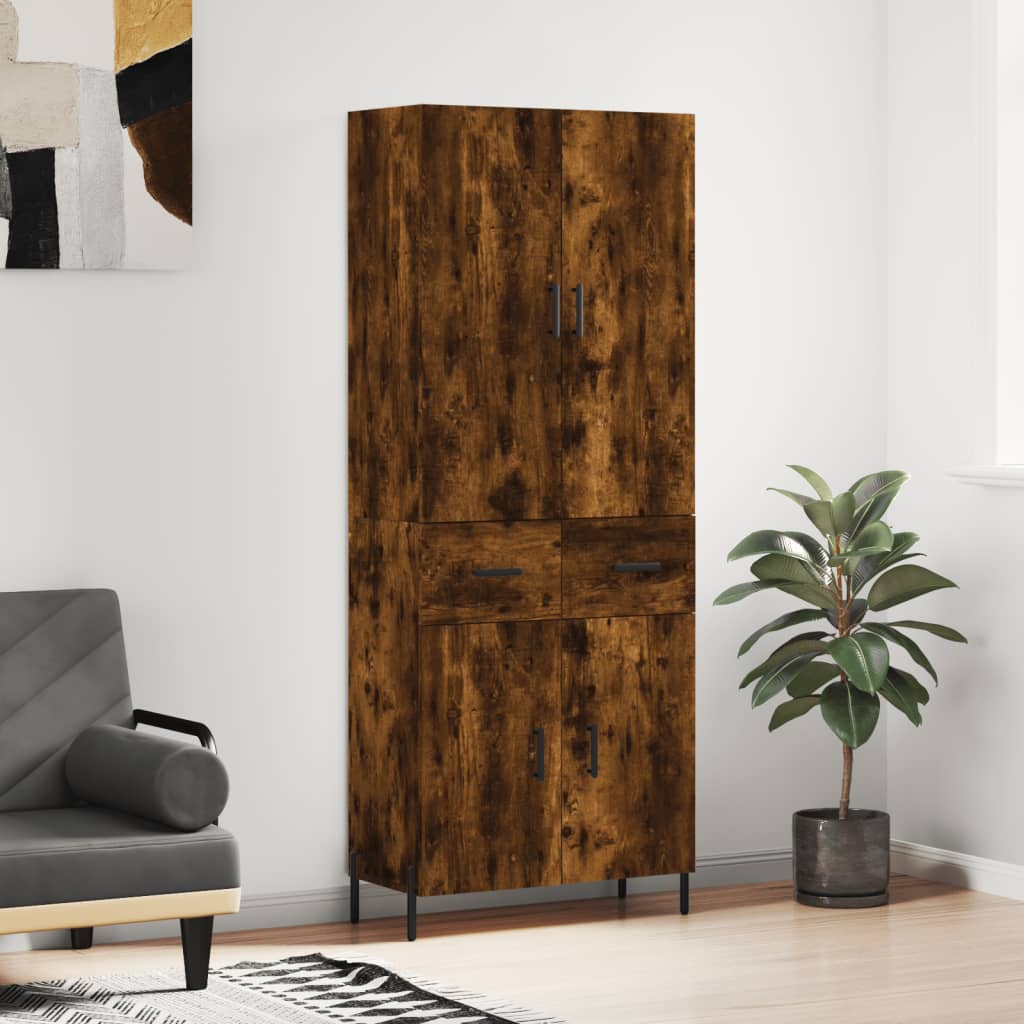 Credenza Rovere Fumo 69,5x34x180 cm in Legno Multistrato