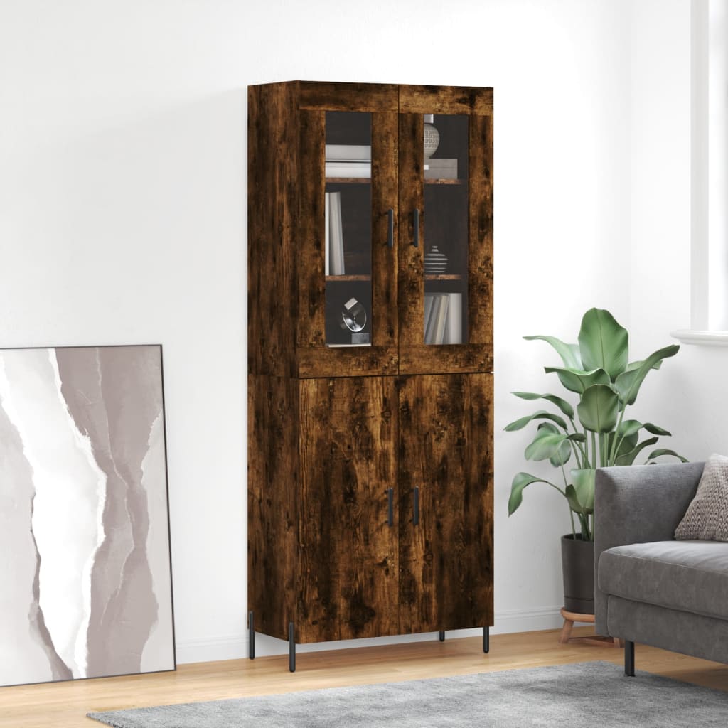 Credenza Rovere Fumo 69,5x34x180 cm in Legno Multistrato