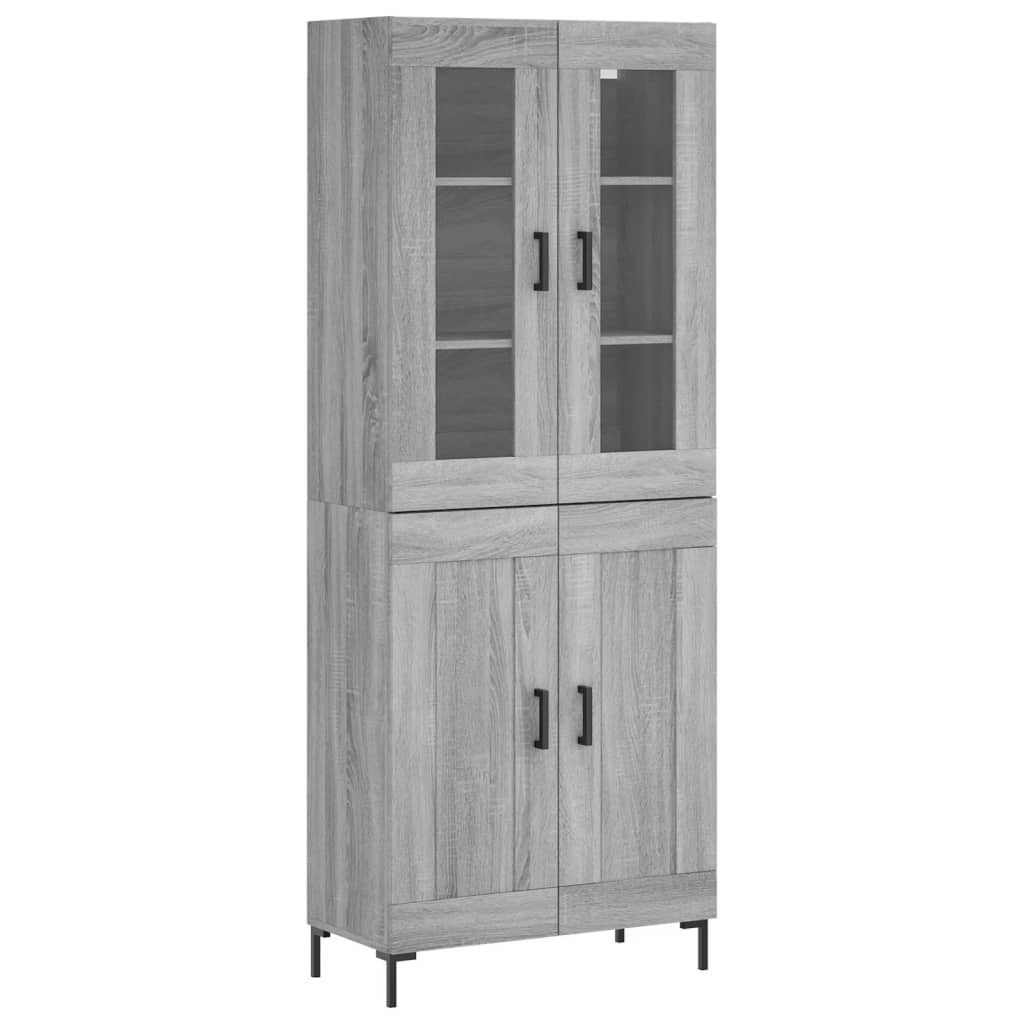Credenza Grigio Sonoma 69,5x34x180 cm in Legno Multistrato