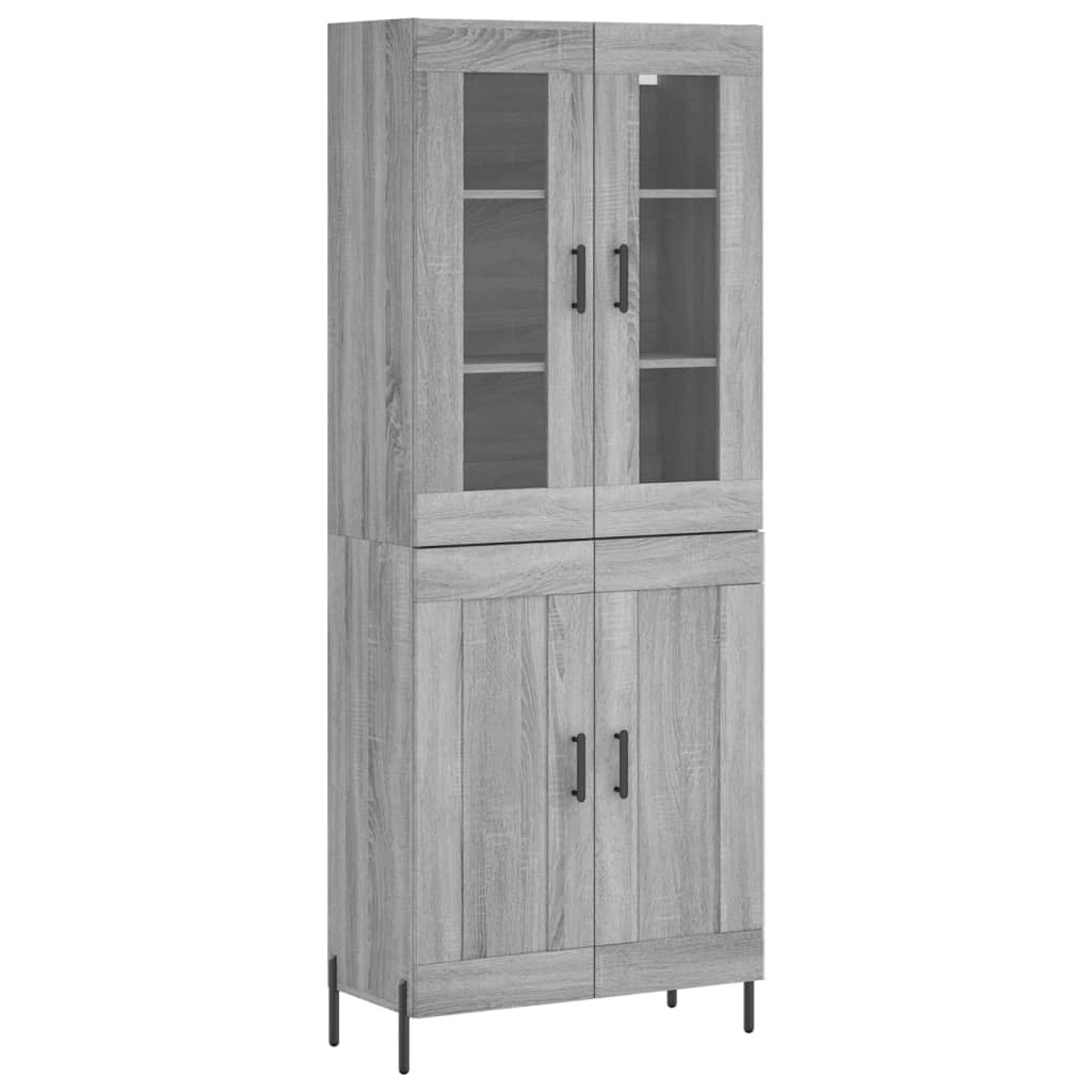 Credenza Grigio Sonoma 69,5x34x180 cm in Legno Multistrato