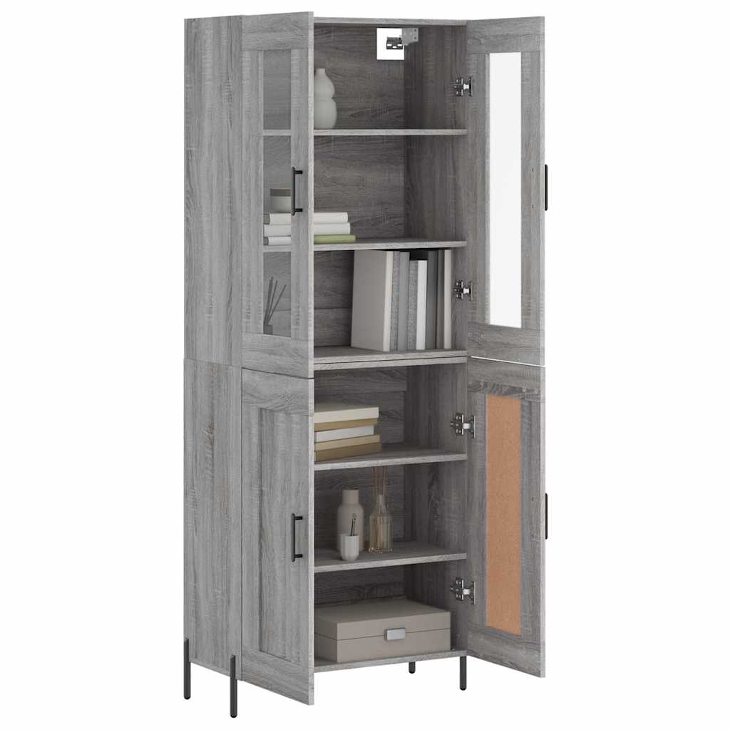 Credenza Grigio Sonoma 69,5x34x180 cm in Legno Multistrato