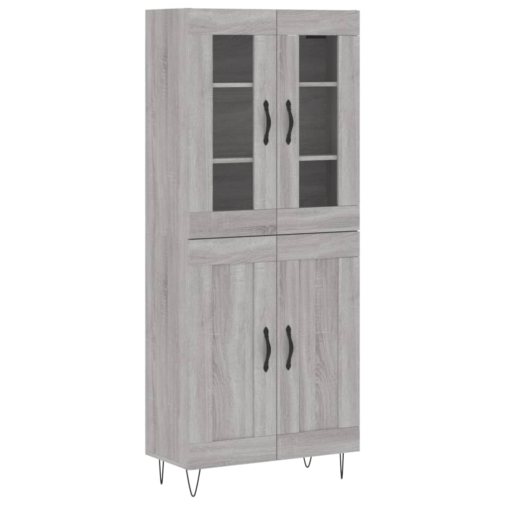 Credenza Grigio Sonoma 69,5x34x180 cm in Legno Multistrato