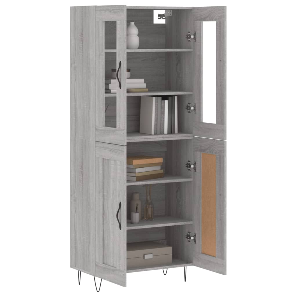 Credenza Grigio Sonoma 69,5x34x180 cm in Legno Multistrato