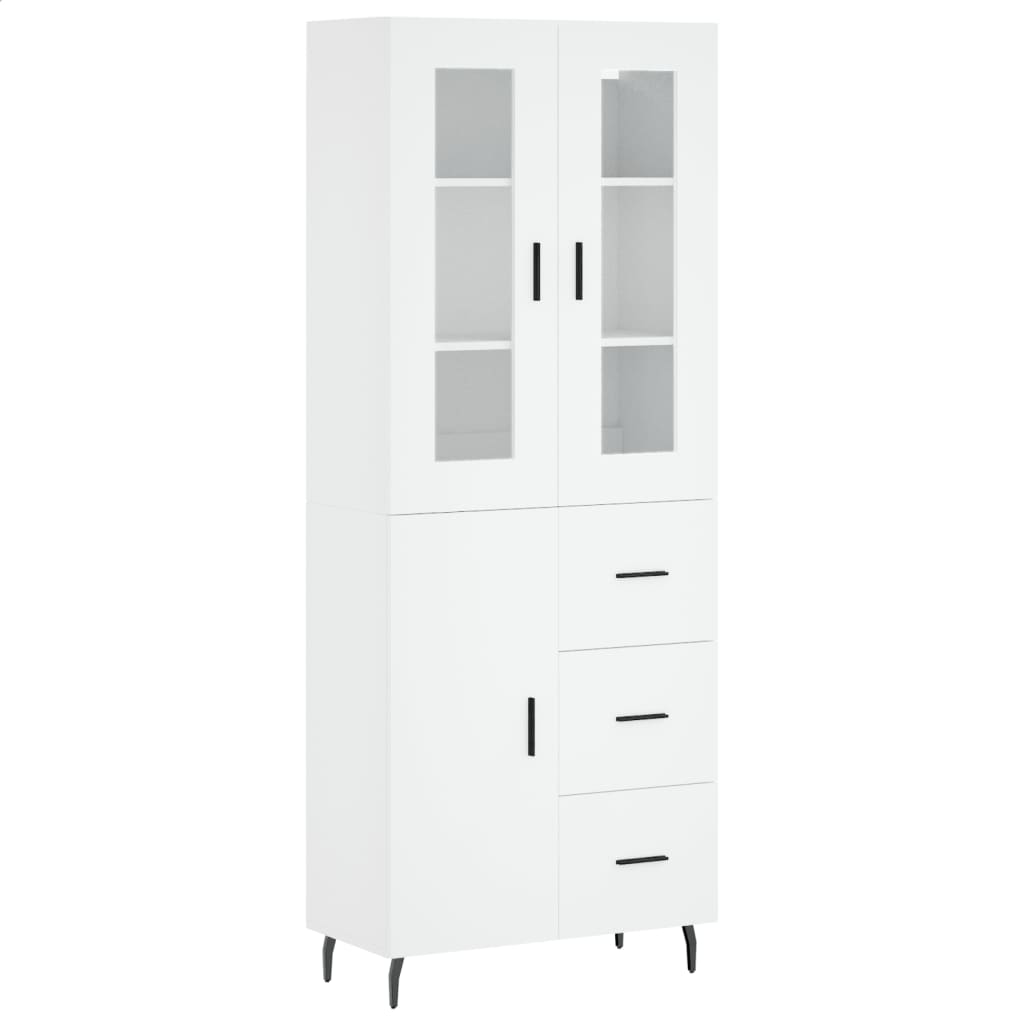 Credenza Bianca 69,5x34x180 cm in Legno Multistrato