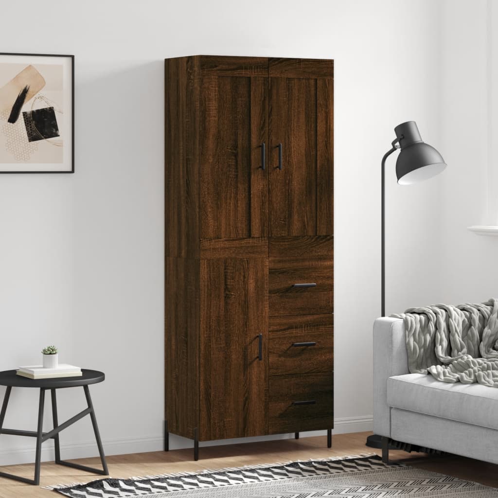 Credenza Rovere Marrone 69,5x34x180 cm in Legno Multistrato - homemem39