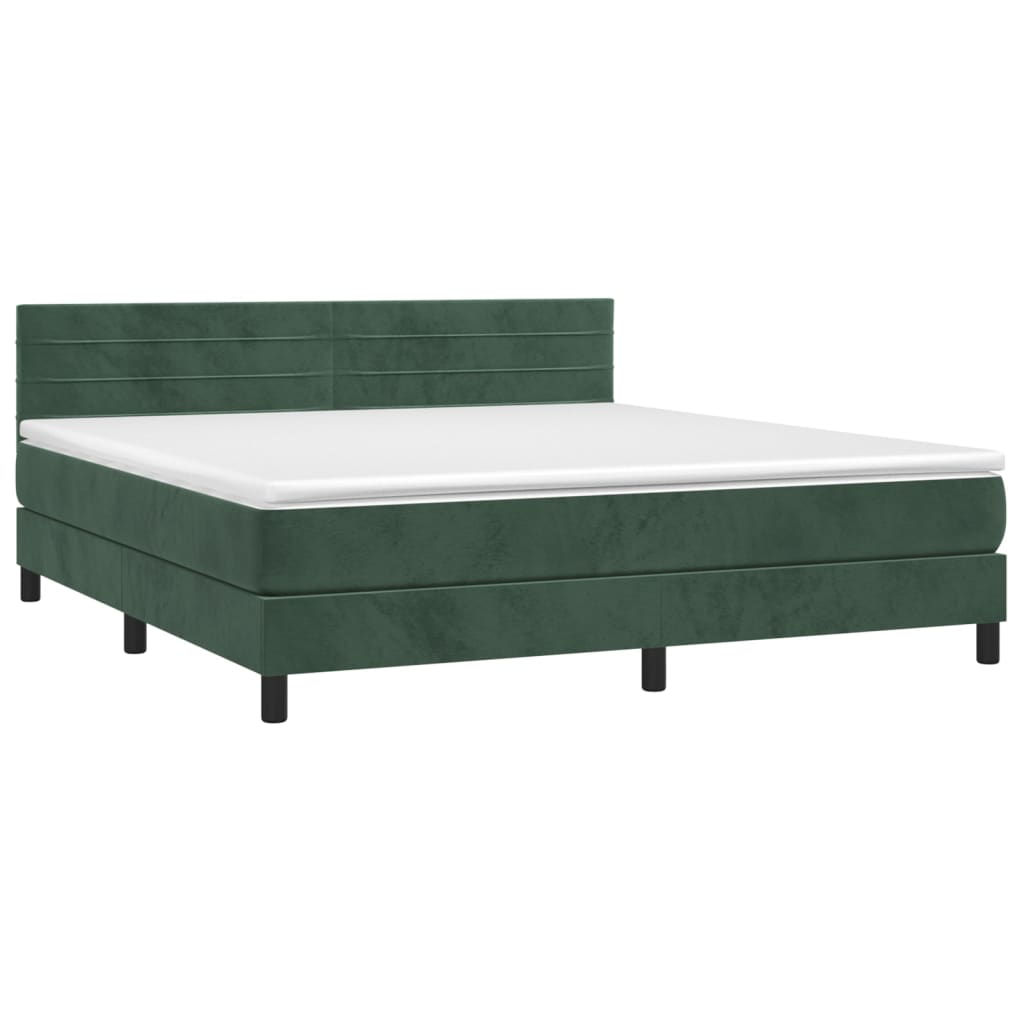 Giroletto a Molle con Materasso Verde Scuro 180x200 cm Velluto