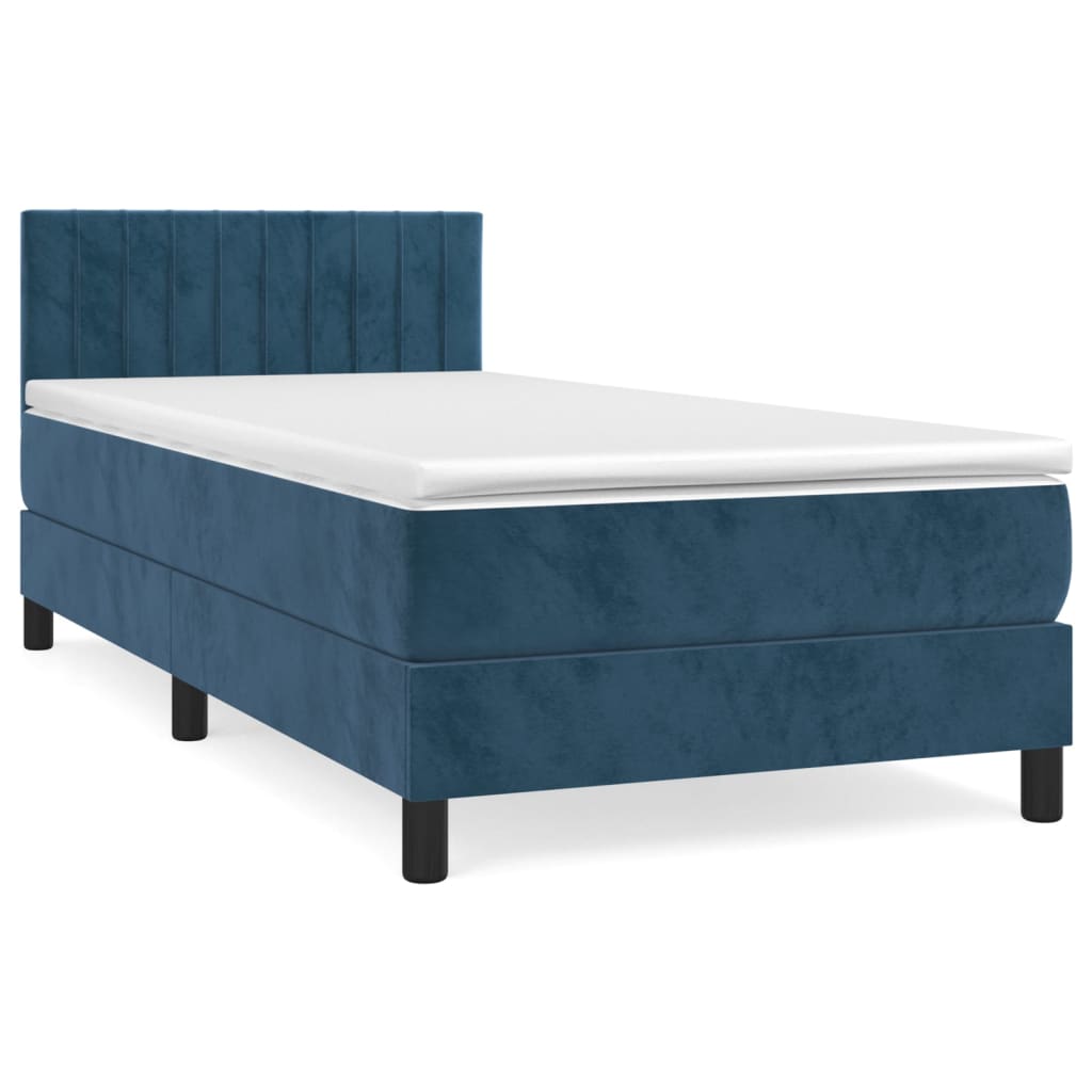 Giroletto a Molle con Materasso Blu Scuro 100x200 cm in Velluto