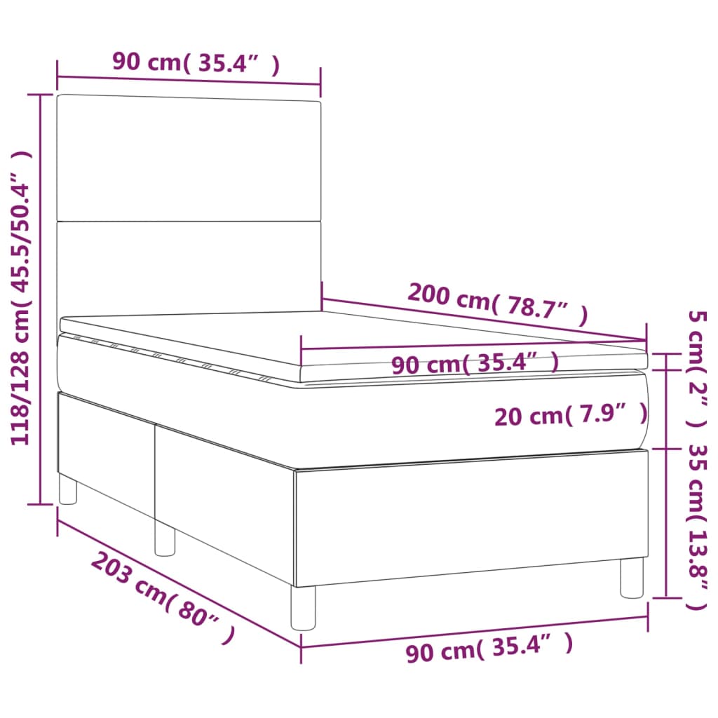 Giroletto a Molle con Materasso Crema 90x200 cm inTessuto | homemem39