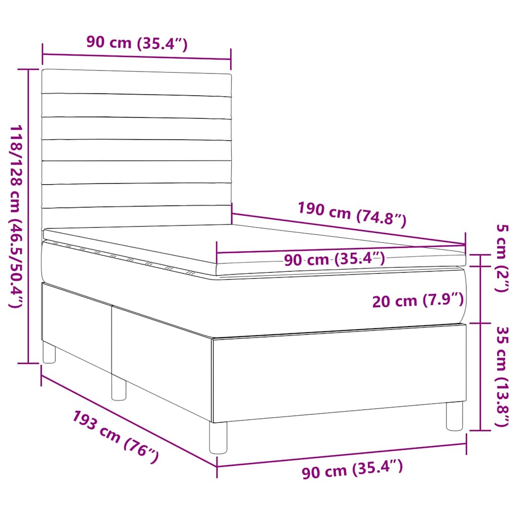 Giroletto a Molle con Materasso Tortora 90x190 cm in Tessuto | homemem39