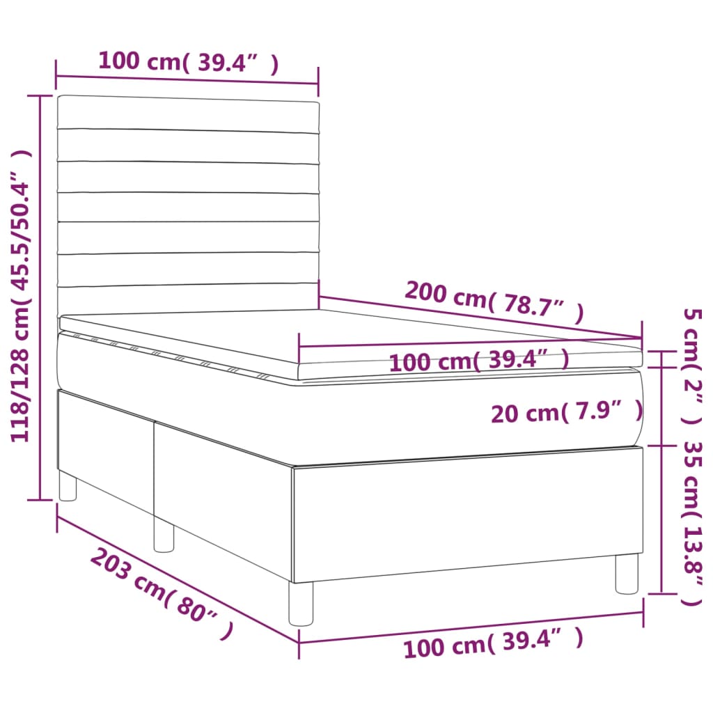 Giroletto a Molle con Materasso Tortora 100x200 cm in Tessuto