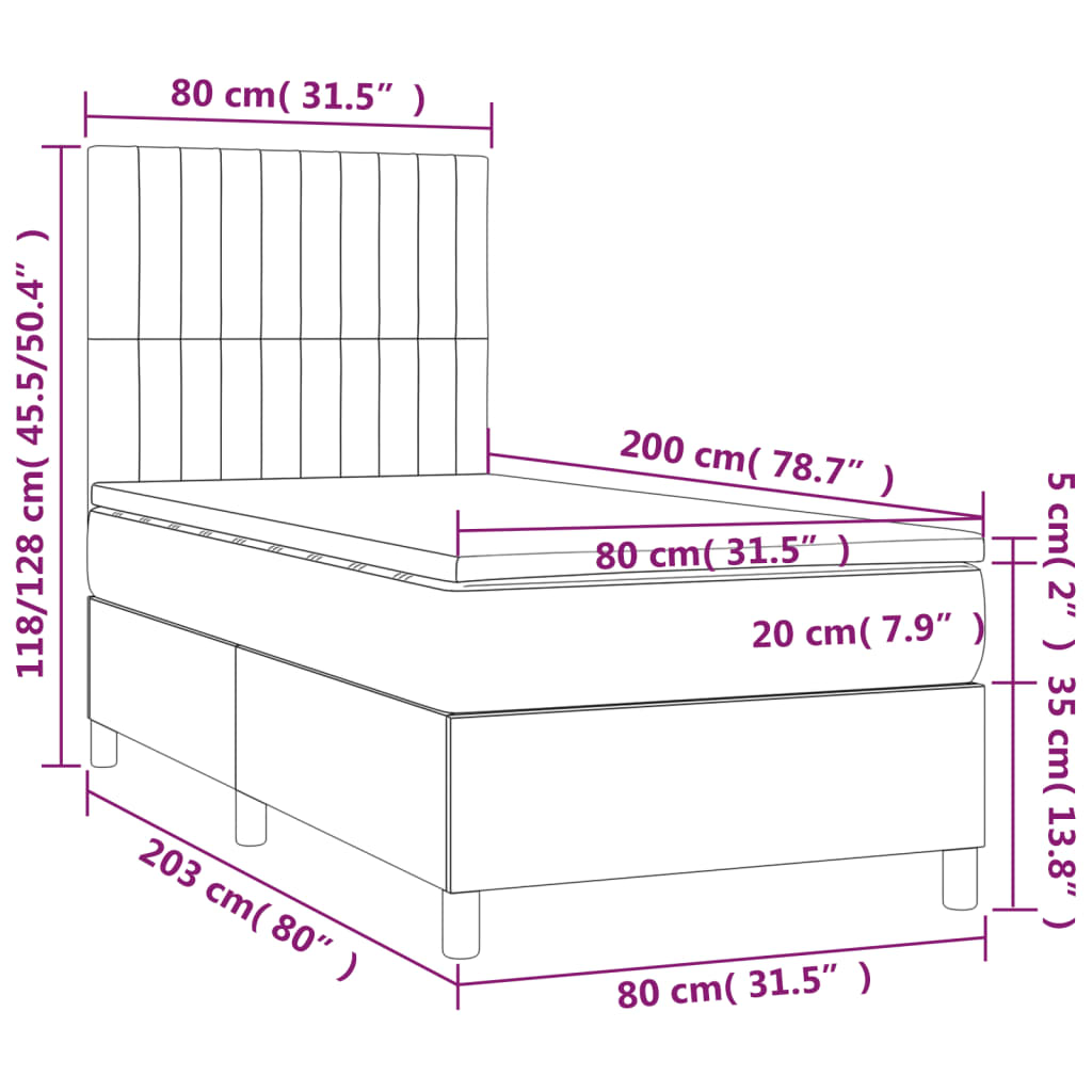 Giroletto a Molle con Materasso Crema 80x200 cm inTessuto